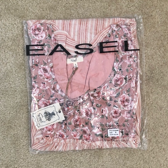 Easel Faded Coral Floral Mix W/Pockets Short Sleeve Babydoll Dress. NWT! Sz S - Picture 9 of 10